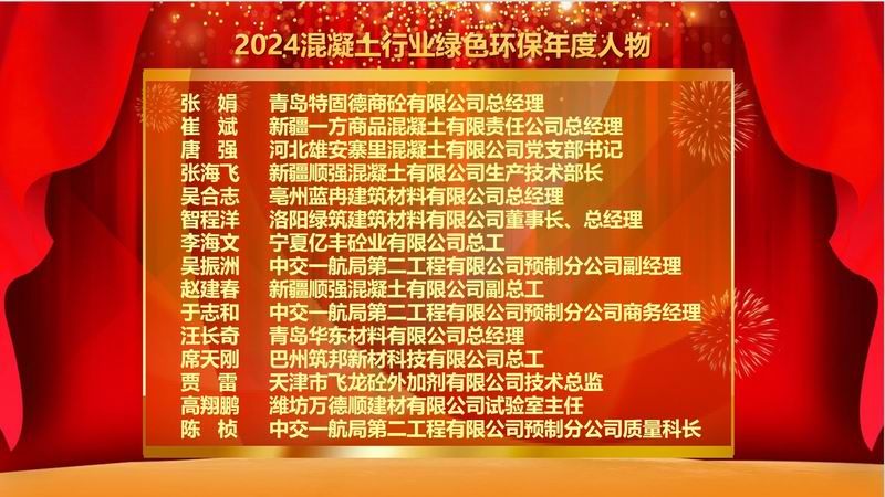 2024混凝土行业绿色环保年度人物